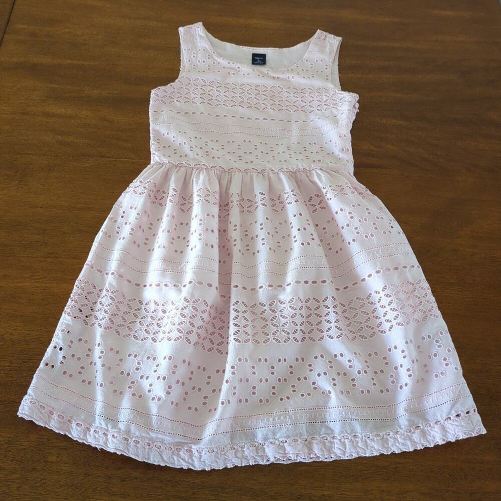 Girls pink eyelet lace tank dress Gap girls size 10 GUC